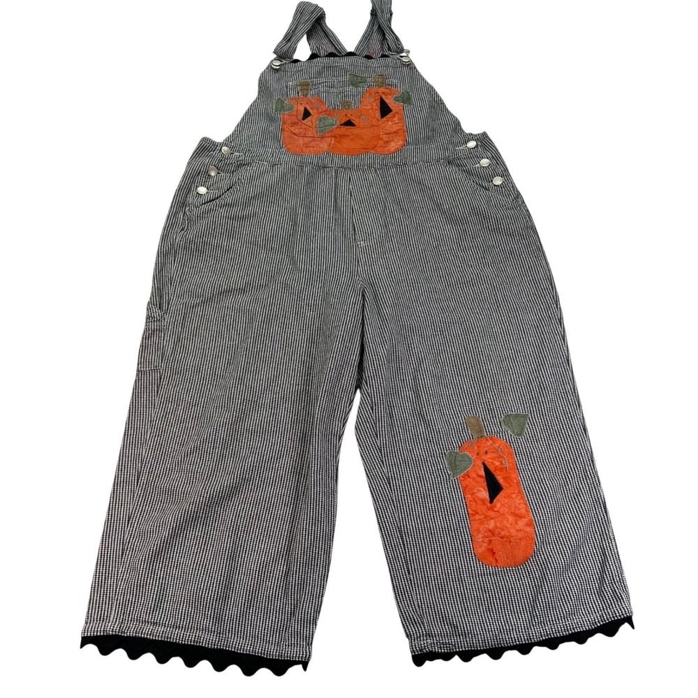 Handmade Rework Upcycled Overalls XL Houndstooth VTG Fall Pumpkin Halloween Fun